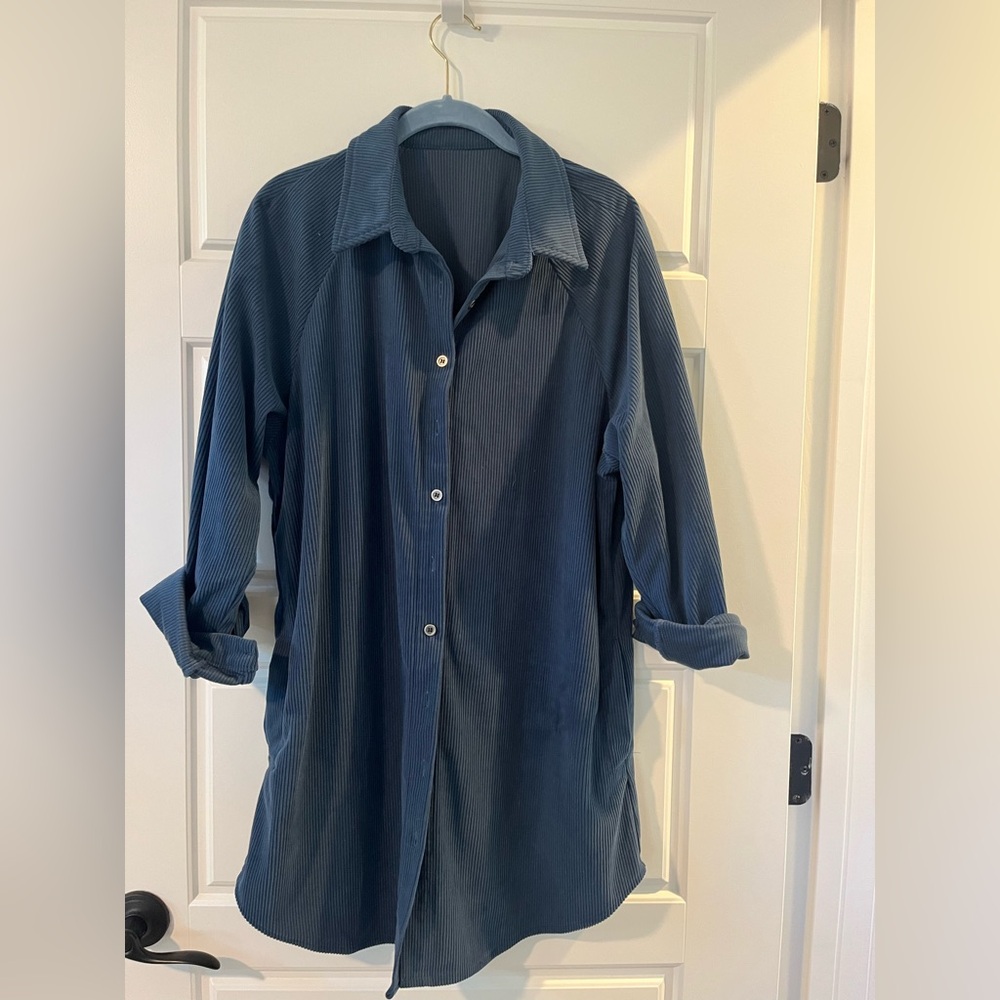 Women’s Blue Corduroy Shirt Dress